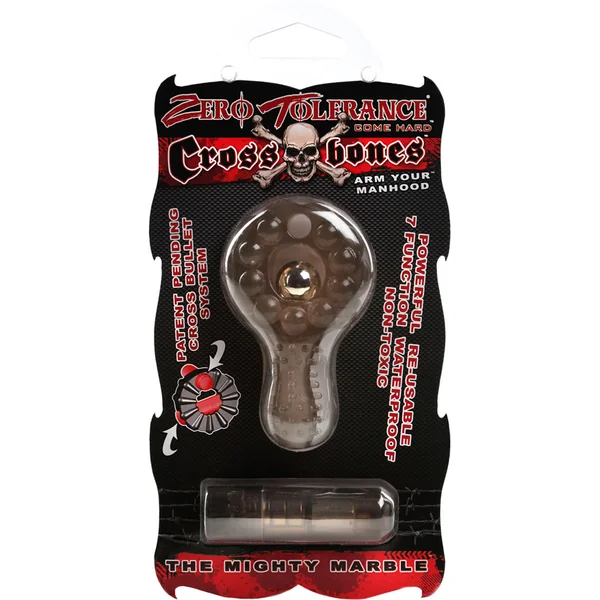 Zero Tolerance Cross Bones The Mighty Marble Cock Ring With Single Bullet Waterproof Smoke