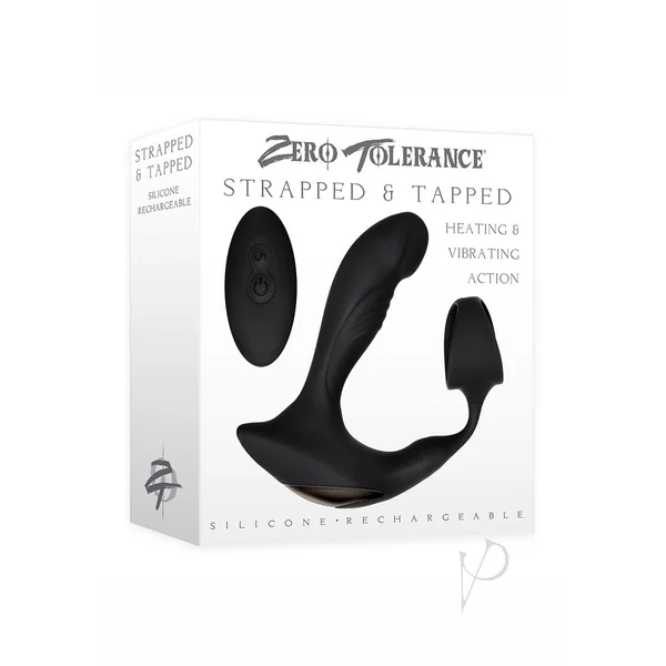 Zero Tolerance Strapped and Tapped Silicone Vibrating Prostate Stimulator with Remote Control - Black