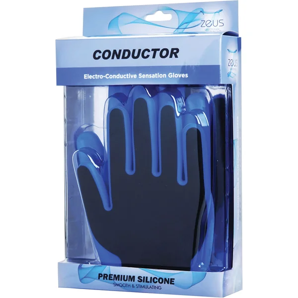 Zeus Conductor Silicone Electro Stim Gloves Blue
