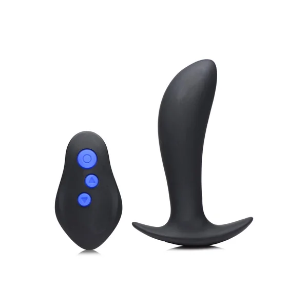 Zeus Pro-Shocker 8X Vibrating and E-Stim Silicone Rechargeable Prostate Plug with Remote Control – Black