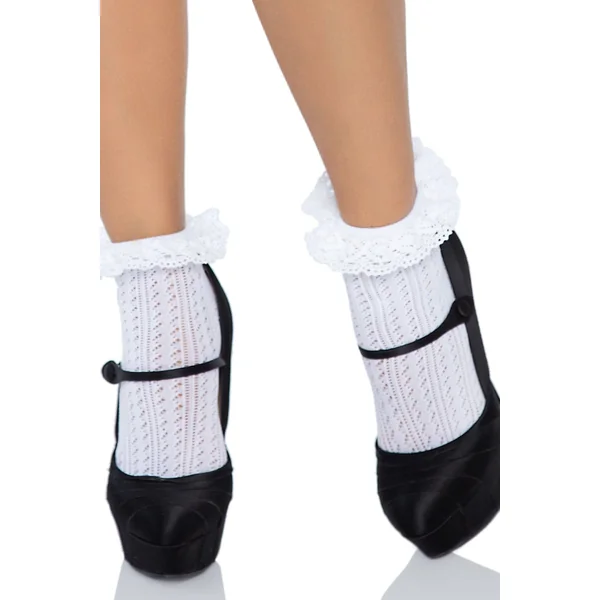 Zig Zag Crochet Eyelet Lace Ankle Socks