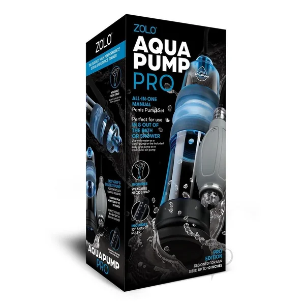 Zolo Aquapump Pro Silicone Penis Pump - Black/Blue