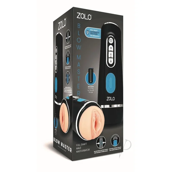 Zolo Blow Master Rechargeable Silicone Masturbator - Black/Blue