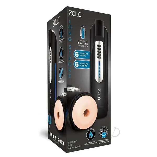 Zolo Long Stroke Rechargeable Silicone Masturbator - Black
